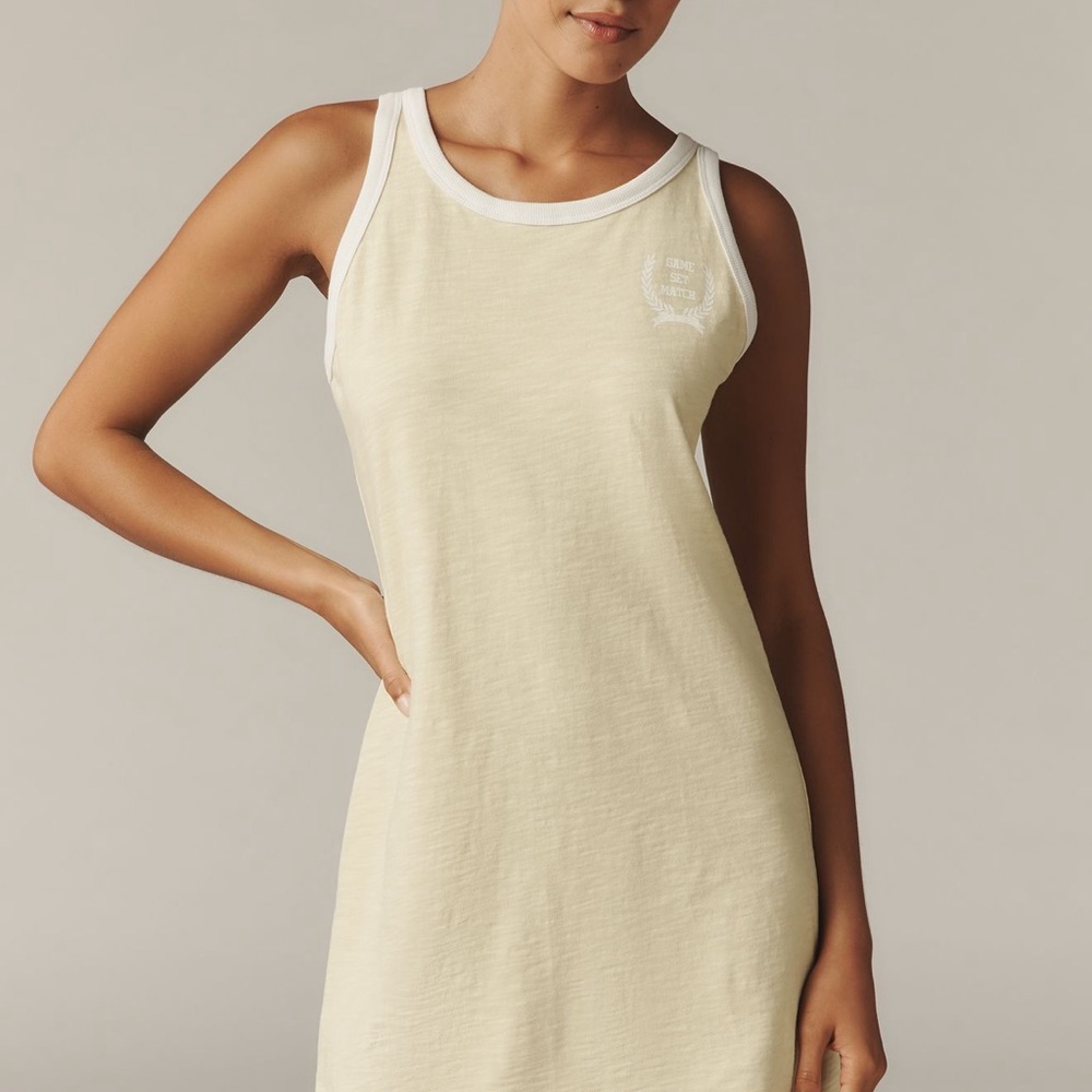 Sundry Cream Tank Dress with White Accents